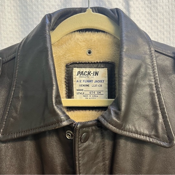 Vtg Pack-In products Mens A-2 Flight Jacket Bomber Military Brown Leather 40 - Picture 3 of 11